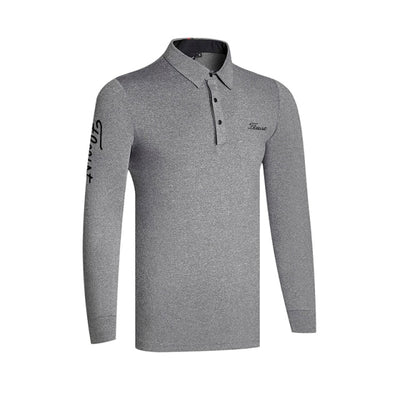 Men Long Sleeve Soft Fabric Golf Polo Shirts