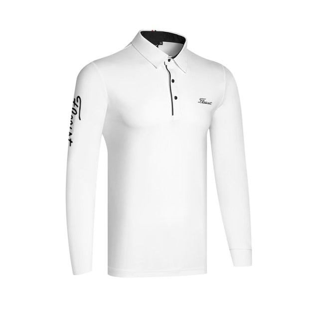 Men Long Sleeve Soft Fabric Golf Polo Shirts